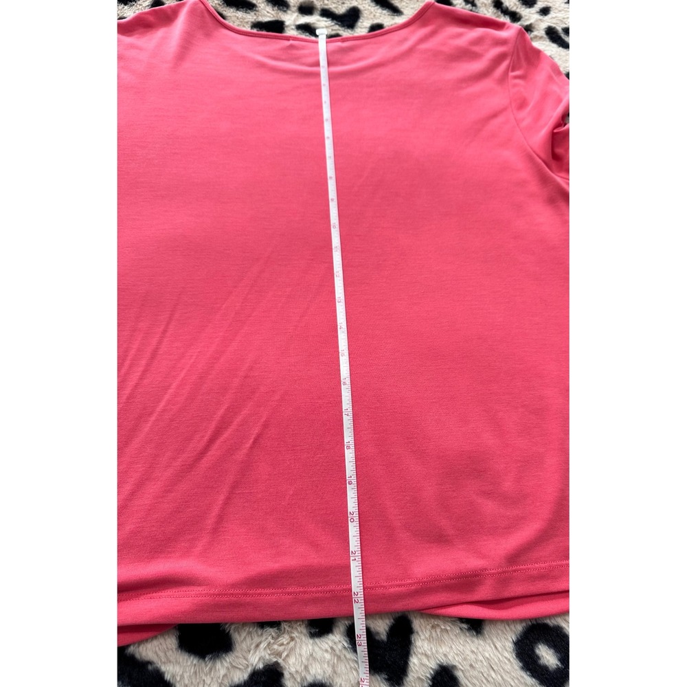 Chalet et Ceci Women XL Coral Modal Scoop Neck Gathered Sleeve Top Lagenlook - Picture 8 of 11